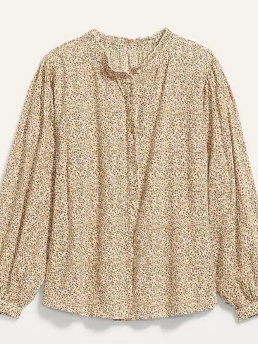 Women’s Cream Floral Long-Sleeve Blouse